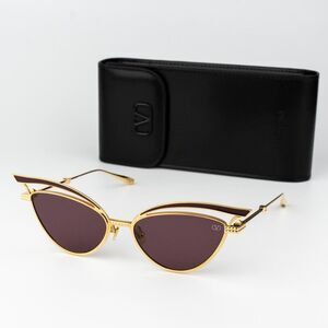 Valentino Women Sunglasses Titanium Gold Grey CAt Eye V - GLASSLINER VLS-118B-55